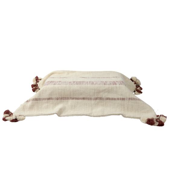 Throw Pillow Covers Maroon & White Stripes Hand-Woven Rectangular Waist - Picture 2 of 5